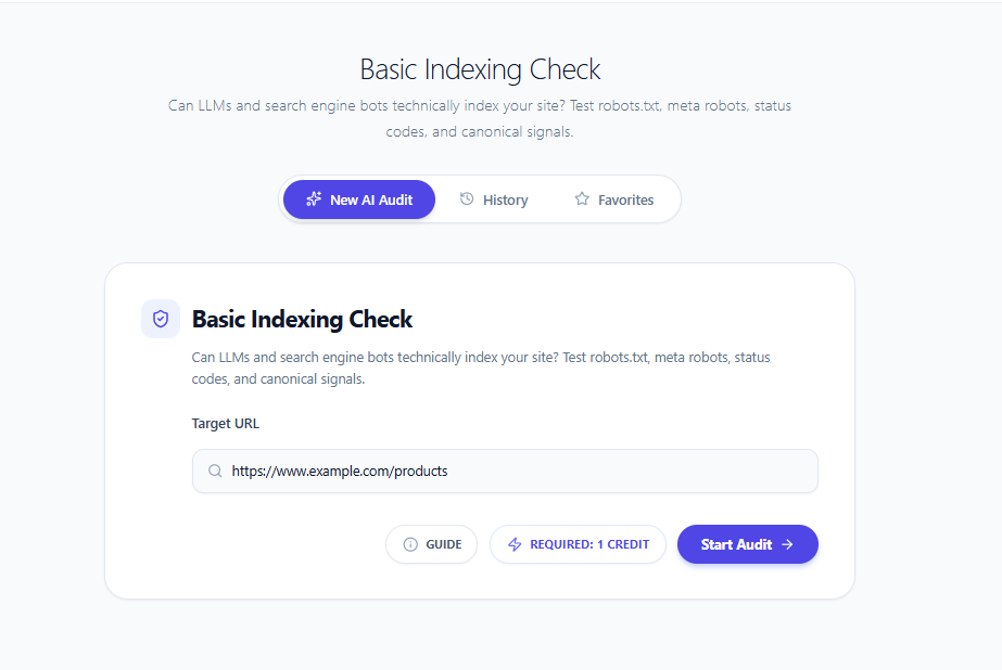Basic Indexing Check input screen